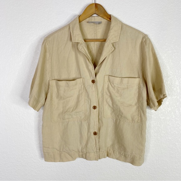 Everlane Warm Khaki Tan The Linen Workwear Shirt Blouse - Picture 2 of 8